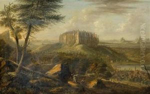Weite Elblandschaft Mit Der Burg Konigstein Von Osten by Johann Alexander Thiele