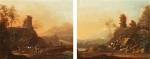 Pastoral Landscape With Figures And Cattle (pair) Pastoral Landscape With Figures And Cattle (pair)