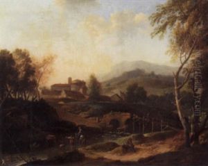 Landschaft Mit Im Fluss Stehenden Fischern by Johann Friedrich Thiele