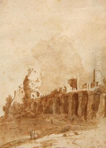 Travelers By Roman Ruins by Bartholomeus Breenbergh