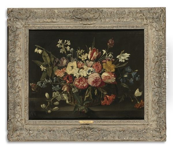 Still Life Of Flowers In A Basket - view 1