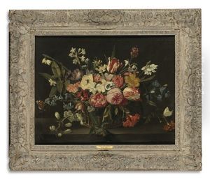 Still Life Of Flowers In A Basket by Jan Philip van Thielen