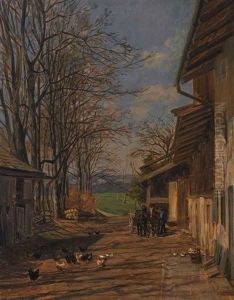 Landliches Idyll Mit Pferdefuhrwerk Und Huhnervolk An Einem Sonnigen Fruhlingstag Landliches Idyll Mit Pferdefuhrwerk Und Huhnervolk An Einem Sonnigen Fruhlingstag