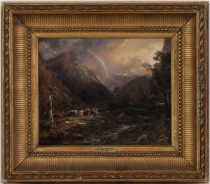 Arc En Ciel Dans La Vallee De Lauterbrunnen Avec La Jungfrau by Louis Desire Thienon