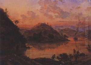 Vue Du Lac Katerine Du Cote Des Trosars, Ecosse by Louis Desire Thienon