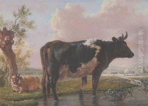 Kuh Und Schaf Am Wasser by Barend Hendrik Thier