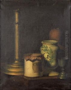 Nature Morte Aux Pots A Pharmacie by Augustin Alexandre Thierriat De Lyon
