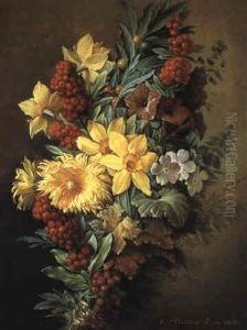 Bouquet De Fleurs by Augustin Alexandre Thierriat De Lyon