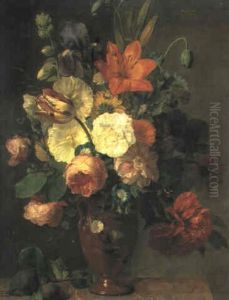 Bouquet De Fleurs Sur Un Entablement En Marbre