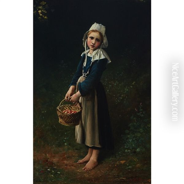 Young Girl With A Basket Of Flowers - view 1