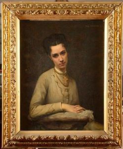 Portrait De Jeune Fille Accoudee A Son Prie-dieu by Eugene Romain Thirion