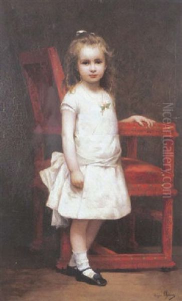 Portrait De Fillette Au Fauteuil Rouge - view 1