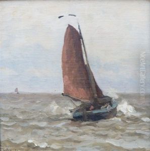 A Fishing Vessel At Sea by Willem Bastiaan Tholen