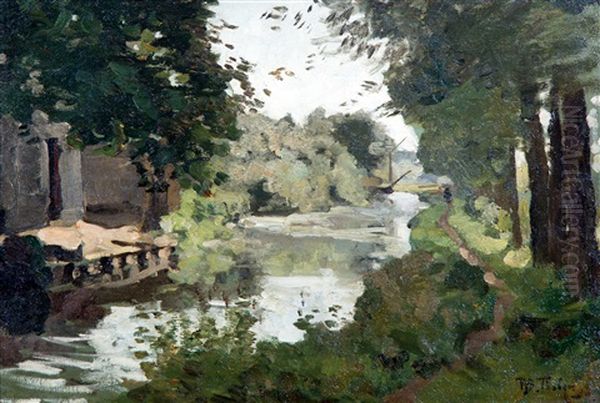 Footpath Along A River With A Drawbridge - view 1