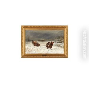 Untitled (winter Scene With Children Sledding) by James Crawford Thom