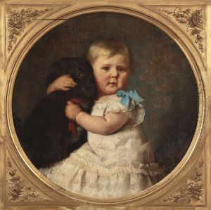 Kinderportrait Mit Hund by Gustav Bregenzer