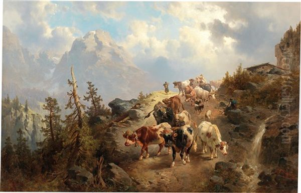 Driving Down The Cattle From The Alps - view 1