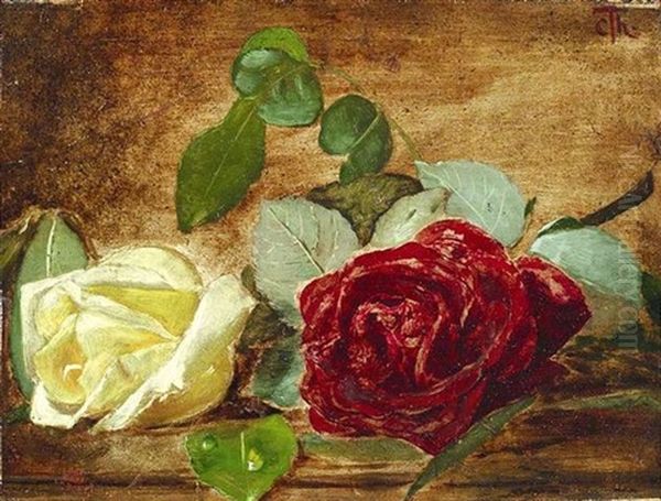 Stilleben Mit Gelber Und Roter Rose - view 1