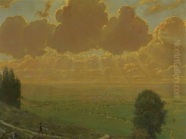 Sunburst Over Sackingen, Black Forest - view 1
