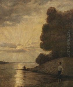 Sonnenuntergang Am Oberrhein by Hans Thoma