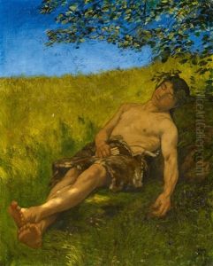 Schlafender Hirte by Hans Thoma