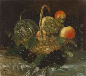 Stillleben Mit Melone, Trauben Und Apfeln by Cella Thoma-Hofele