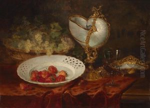 Stillleben Mit Erdbeeren, Ribisel Und Nautiluspokal by Cella Thoma-Hofele