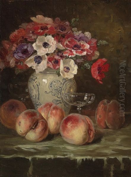 Stillleben Mit Anemonem Und Pfirsich - view 1