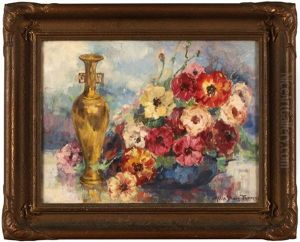 Still Life With Yellow Vase And Flowers by Alice Blair Thomas
