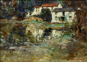 Cottages By A River by Grosvenor Thomas