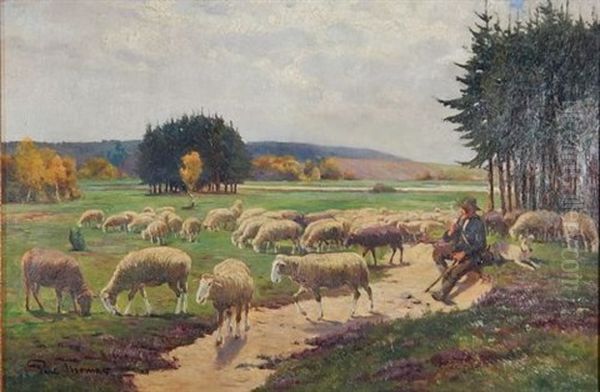 Shepherd With Sheep - view 1