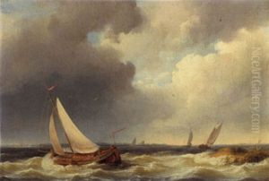 Ships In Stormy Water by Pieter Hendrik Thomas