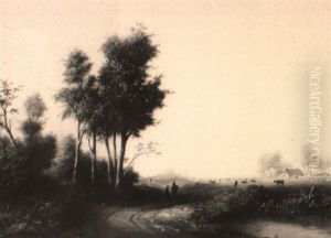 Travellers On A Country Road by Pieter Hendrik Thomas