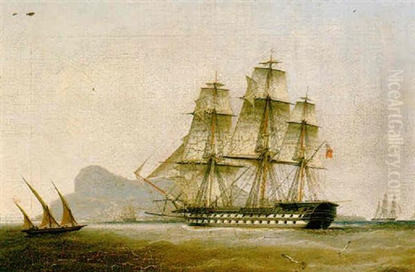 A Third Rate Ship-of-the-line Under Sail And Making For Gibraltar - view 1