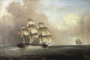 A British Frigate In Heavy Seas by Robert Strickland Thomas