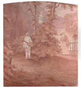Pierrot Regardant Une Statue De Femme by Adolphe Thomasse