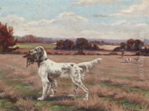 An English Setter With The Day's Bag by Adolphe Thomasse