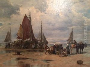 Fishermen On The Beach by Desire Thomassin