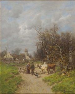 Bauernpaar Im Gesprach Am Dorfrand.