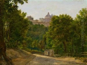 Italian Landscape With A Church by Christian Frederik Ferdinand Thoming