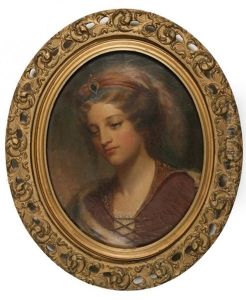 Oval Bust Portrait Of A Lovely Young Woman In Renaissance Costume Oval Bust Portrait Of A Lovely Young Woman In Renaissance Costume