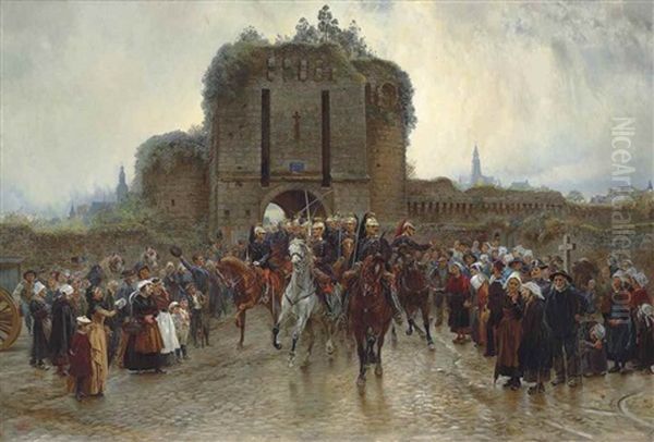 To The Front: French Cavalry Leaving A Breton City On The Declaration Of War - view 1