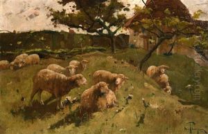 Sheep On The Hillside by Harry Thompson