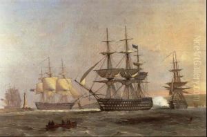A British Naval Squadron Coming To Anchor In Plymouth Sound