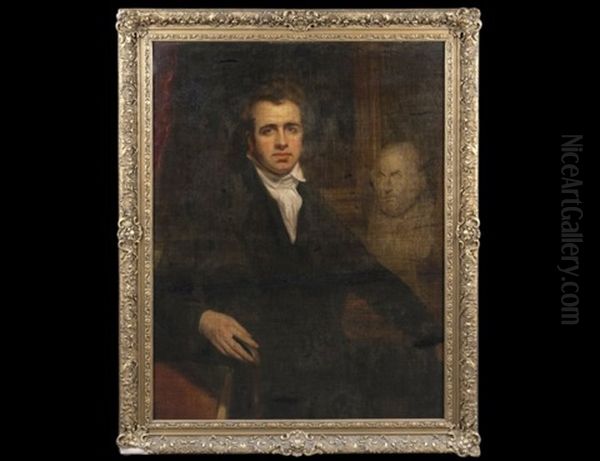 Self Portrait, Seated In Black Coat And White Stick By A Bust Of Seneca In An Interior - view 1