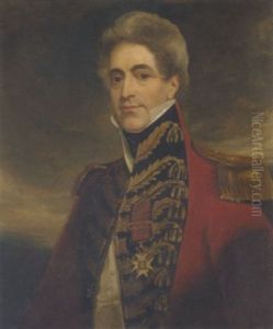 Portrait Of Major General Sir William Casement In Uniform, In A Landscape by Thomas Clement Thompson