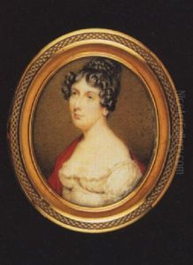 Margaret Harriet Macdonald Wearing White Dress With Frilled Collar, Red Shawl, Her Hair Curled And In A Bun