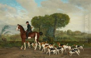 Hunter With A Pack Of Dogs Belonging To The D by August Carl Vilhelm Thomsen