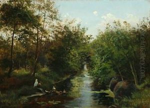 Forest With Ducks At A Lake