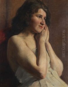 A Portrait Of A Girl In A White Dress by Carl Christian Frederik Jacob Thomsen